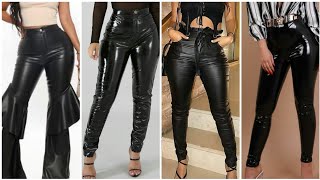 Very embellished women latex black pants and leggings patterns