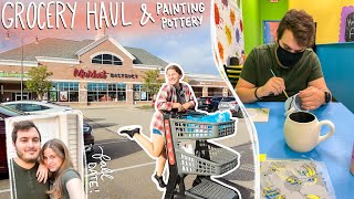 Painting Fall Pottery! 🎨🖌🛒 Couples Date Night & Grocery Haul | vlogtober day 11