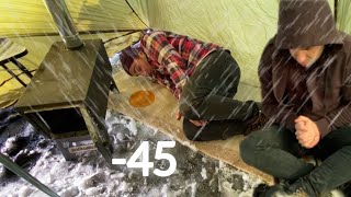 HEAVY SNOWSTORM -45° Solo Winter Cold Camping 4 Days｜-45℃の雪嵐からの生還❄️