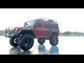 land rover defender snow off road. rc car extreme ice action