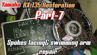 Yamaha RX 135 Restoration❗️Part-7❗️Spokes Lacing❗️malayalam❗️video.