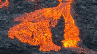 Lava spillover. Double lava falls. Volcanic Eruption in Iceland. 23.07.23 Day 14