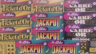 🛑 Grattage du 21 janvier 🍀 55€ de mise avec jackpot, ticket d'or, carré or 😱