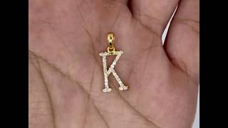 14K Yellow Gold 0.20ctw Diamond Mini Letter Initial Pendant (K)