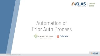 Automation of Prior Authorization Process - Palmetto GBA and Cedar