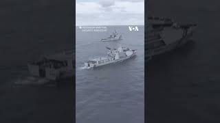 Indonesian patrol drives Chinese ship away for third time in disputed sea | VOA News #shorts