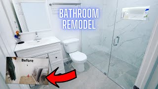 UNREAL Bathroom Remodel! Converting a Laundry Room to Bathroom - DIY