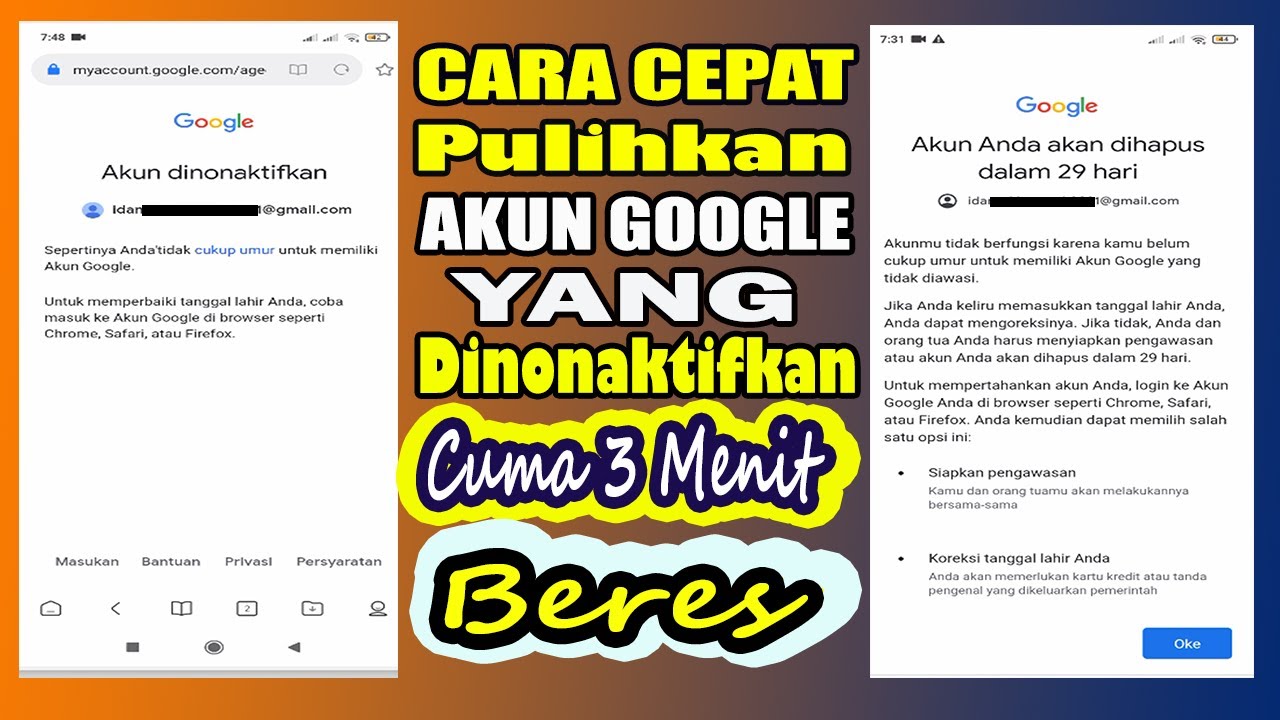 CARA MEMULIHKAN AKUN GOOGLE YANG DI NONAKTIFKAN Akun Google Belum Cukup ...