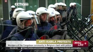 Members of the Congolese community in Belgium clash with police in anti-Kabila protests