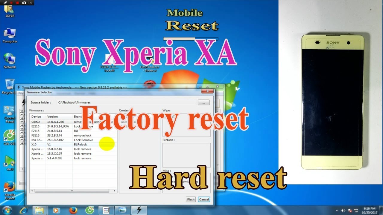 Factory Reset Sony Xperia XA Bypass Sceen Lock Pattern. - YouTube