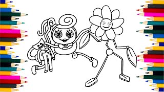 Mommy Long Legs Coloring Pages - How to draw Mommy Long Legs - Huggy Wuggy Coloring Page
