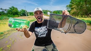 $1 HOMEMADE Minnow Trap VS Store Bought!!! (CAUGHT A SNAKE)