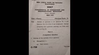 HPU BBA 1st sem Question paper 🗒️(Fundamental of management \u0026 organisational behaviour)