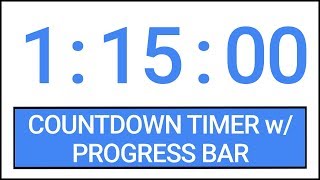 1 hour 15 min Countdown Timer w/ Progress Bar #Timer #Countdown