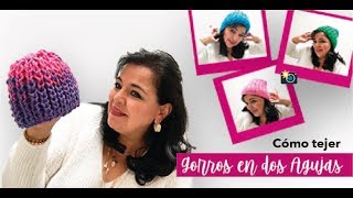 😍 CÓMO TEJER ESTOS GORROS CON DOS AGUJAS - FÁCIL Y RÁPIDO - YO TEJO CON LAURA CEPEDA