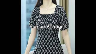 Pursue Boutique丨Women's Summer New Elegant Square Neck A-line Dress #Shorts