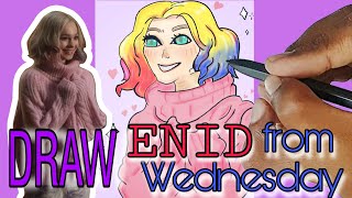 How to draw Enid Sinclair from Wednesday | Easy Tutorial