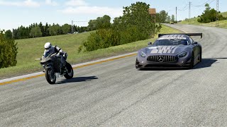 Kawasaki Ninja H2R vs Mercedes-Benz AMG GT3 Racing Cars at Old SPA