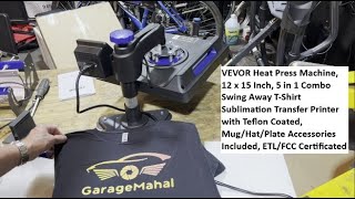 VEVOR Heat Press Machine, 12 x 15 Inch, 5 in 1 Combo Swing Away T-Shirt Sublimation Transfer