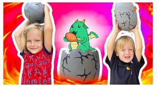 Mark and Danik find dinosaur eggs! play with toys. video for kids 0+