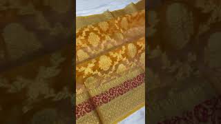 1. MS01-B. Pure banarasi kora handloom saree, all over jaal work