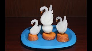 How to make White Radish Birds | Swan Garnish | Vegetables Art #AnbusHandwork