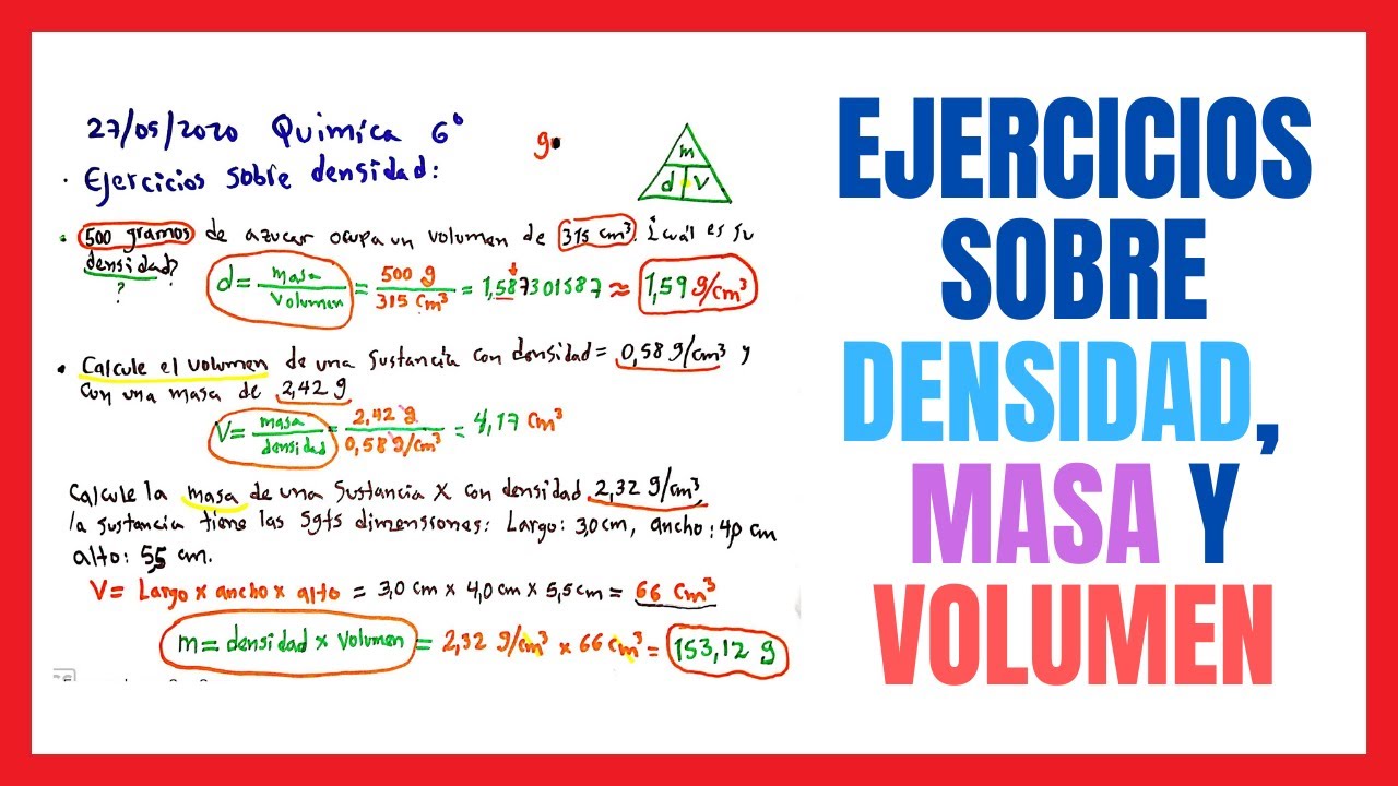 Calcular DENSIDAD, MASA Y VOLUMEN (Ejercicios En Clases) - YouTube