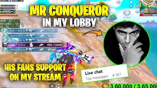 Mr Conqueror @iammadan Anna Is In My Lobby 😱 | My Reaction On His Gameplay 😱 Sara Girl Gaming