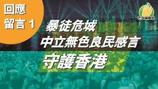 💚 20190805A【8.5 回應留言 1】暴徒危城 中立無色良民感言守護香港 | 芒向快報