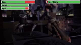 TMNT 2012 Leo, Karai and April VS Tiger Claw with Healthbars