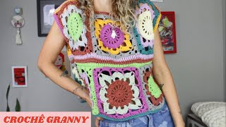 BLUSA DE CROCHÊ GRANNY SQUARE PRIMAVERA (TUTORIAL) - PASSO A PASSO CROCHET