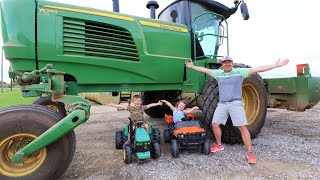 Driving HUGE tractor around the farm and playing on hay | Tractors for kids