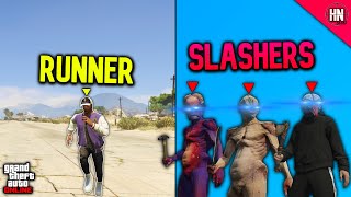 ON FOOT CROSS MAP ManHunt vs 3 HUNTERS | GTA 5