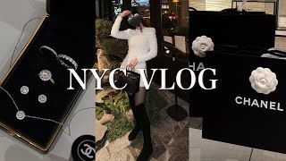 NYC VLOG | Shop with me! 🎄| CHANEL | Jewelry Rec | Tennis Bracelet | Graff | Central Park | Hermes