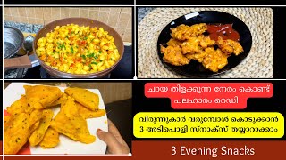 ചായ തിളക്കുന്ന നേരം കൊണ്ട് പലഹാരം റെഡി  || Easy Evening Snacks || 3 Evening Snacks || Snack Recipes