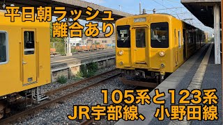 JR宇部線、小野田線 居能駅　平日朝ラッシュを撮影