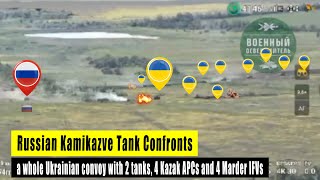 One Russian Kamikaze tank destroyed an entire Ukrainian Tank convoy
