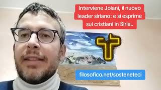 DIEGO FUSARO: Interviene Jolani, il nuovo leader siriano: e si esprime sui cristiani in Siria...