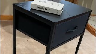 Black Nightstand Set of 2, Modern Bedside Tables with Fabric Drawer Review