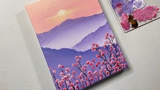 Landscape of mountain flowers/acrylic painting for beginners step by step/#79
