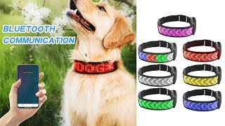Bluetooth APP Controlled Scrolling Message Display LED Light Pet Collar