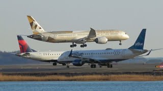 Boston's Logan Airport (BOS) Arrivals and Departures Late Morning Early Afternoon December 2024 4K