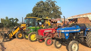 John Deere 4wd got Stuck | New JCB 3dx BS5 Loading Mud in Sonalika 734 | Mahindra 575 | John Deere