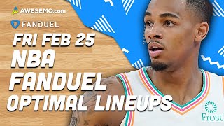 FanDuel NBA Lineups Friday 2/25/22 | NBA DFS FanDuel ConTENders Awesemo.com Today