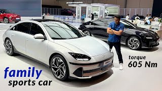 4 door coupe sports looking electric family car Hyundai ioniq 6 overview