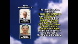 Therese Pierre Daniel ~ Short Obituary
