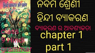 ନବମ ଶ୍ରେଣୀ ହିନ୍ଦୀ Grammar(ବ୍ୟକରଣ ର ଆବଶ୍ୟକତା)/class 9 Hindi grammar chapter-1,part-1 for odia medium