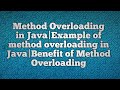 Method Overloading in Java|Example of method overloading in Java|Benefit of Method Overloading
