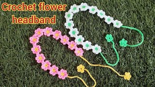 Crochet flower headband ပန်းပွင့်ခေါင်းပတ် ထိုးနည်းလေးကို မျှဝေလိုက်ပါတယ်ရှင်