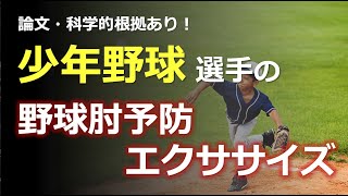 【野球肘予防】科学的根拠あり！少年野球選手の野球肘予防エクササイズ